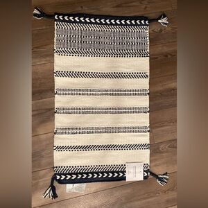 West Elm Navy and White Organic Bath Mat